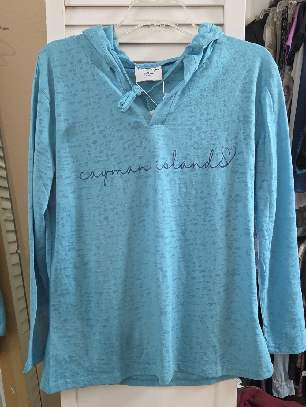 NWT Cayman Islands Turquoise Hooded Pullover
